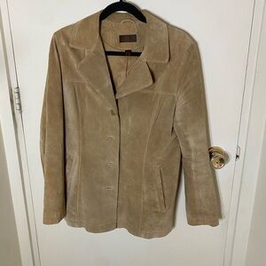 Women's Tan Jacket Danier Small Suede Brown Buttondown Blazer Leather